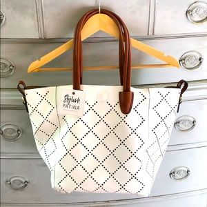 Summer leather / faux tote in white Louen Hide